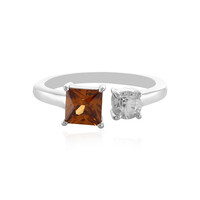 Bague en argent et Zircon cognac