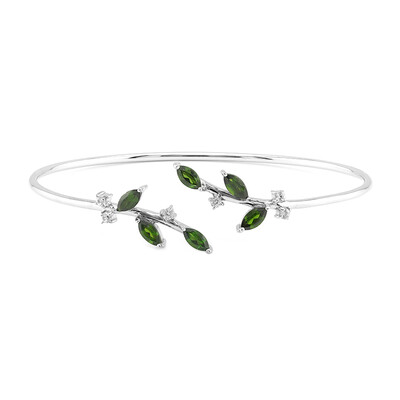 Bracelet en argent et Diopside de Russie