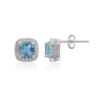 Boucles d'oreilles en argent et Topaze bleu Suisse