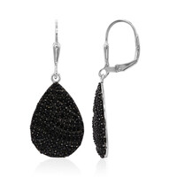 Boucles d'oreilles en argent et Spinelle noir