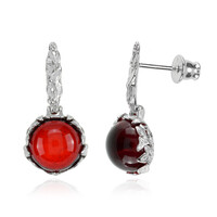 Boucles d'oreilles en argent et Ambre rouge de Colombie