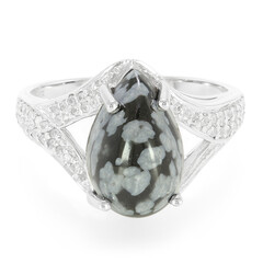 Bague en argent et Obsidienne Flocon-de-Neige