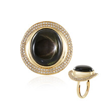 Bague en or et Saphir étoilé noir (de Melo)