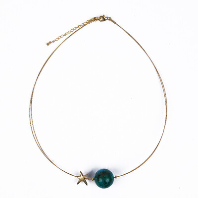 Collier en acier inoxydable et Chrysocolle