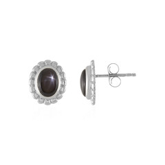 Boucles d'oreilles en argent et Saphir étoilé noir