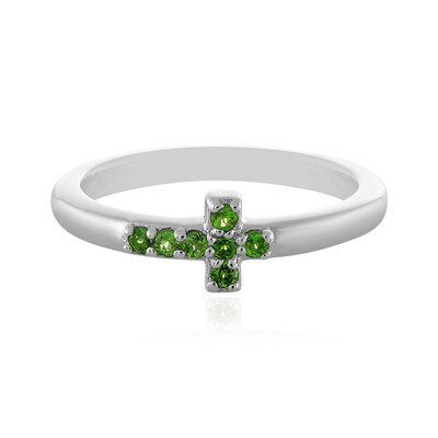 Bague en argent et Diopside de Russie