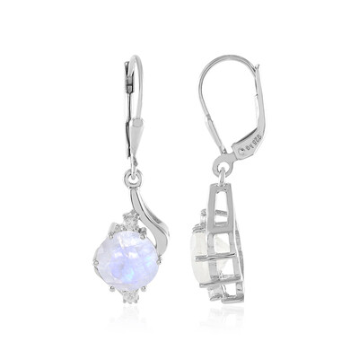 Boucles d'oreilles en argent et Pierre de Lune arc-en-ciel