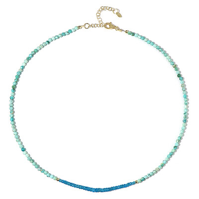 Collier en argent et Apatite bleu néon