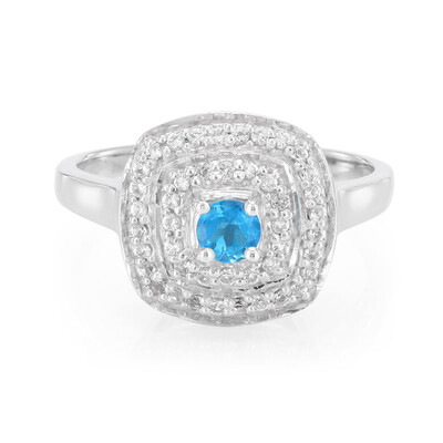 Bague en argent et Apatite bleu néon