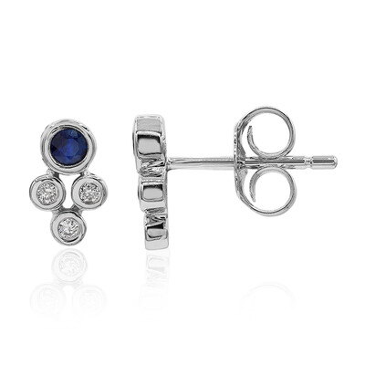 Boucles d'oreilles en or et Saphir bleu de Ceylan