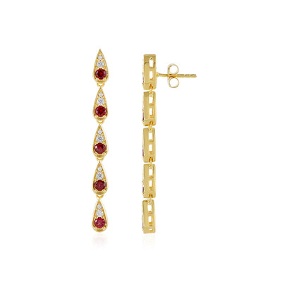 Boucles d'oreilles en argent et Spinelle rouge noble