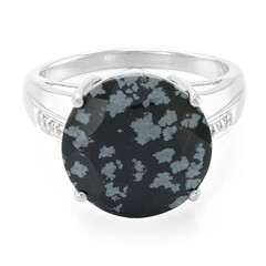 Bague en argent et Obsidienne Flocon-de-Neige