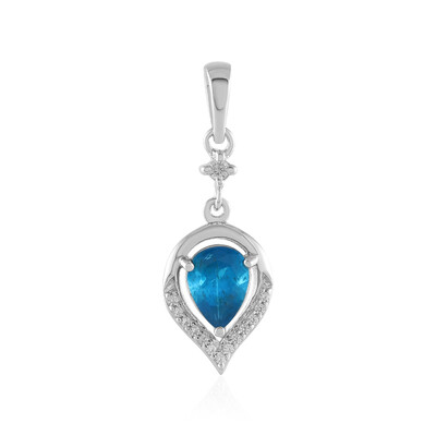 Pendentif en argent et Apatite bleu néon