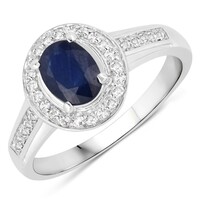 Bague en argent et Saphir bleu