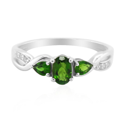 Bague en argent et Diopside de Russie