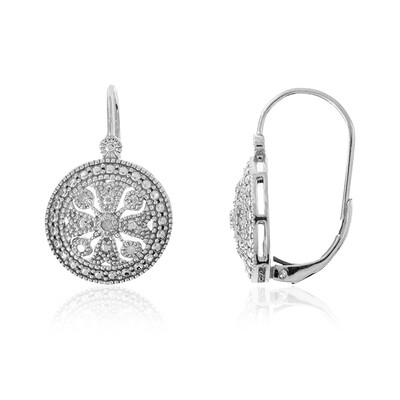 Boucles d'oreilles en argent et Diamant poivre et sel