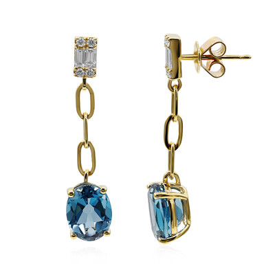 Boucles d'oreilles en or et Topaze bleu de Londres