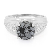 Bague pour homme en argent et Obsidienne Flocon-de-Neige