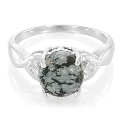 Bague en argent et Obsidienne Flocon-de-Neige