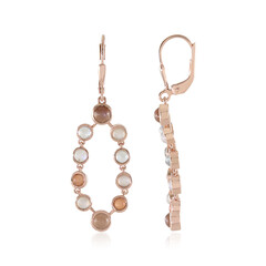 Boucles d'oreilles en argent et Pierre de lune chocolat (KM by Juwelo)