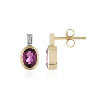 Boucles d'oreilles en or et Grenat magenta