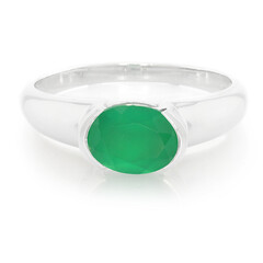 Bague en argent et Calcédoine verte