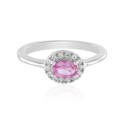 Bague en argent et Saphir de Ceylan rose non chauffé