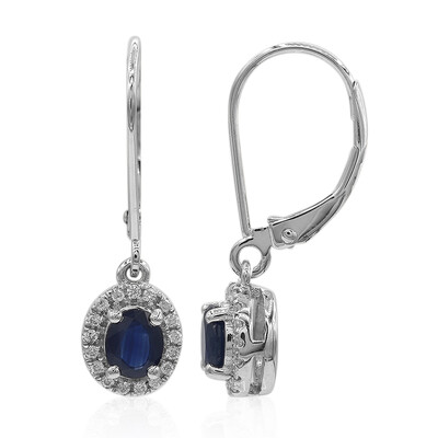 Boucles d'oreilles en or et Saphir bleu de Ceylan