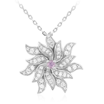 Collier en argent et Saphir pourpre de Ceylan non chauffé