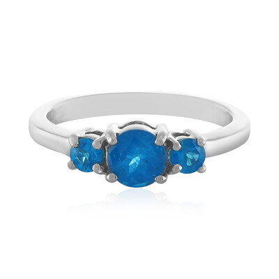 Bague en argent et Apatite bleu néon