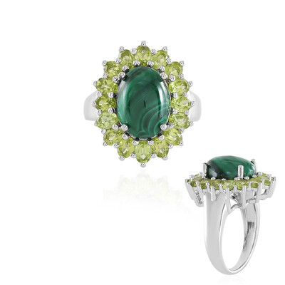 Bague en argent et Malachite