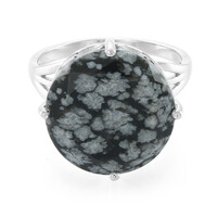 Bague en argent et Obsidienne Flocon-de-Neige