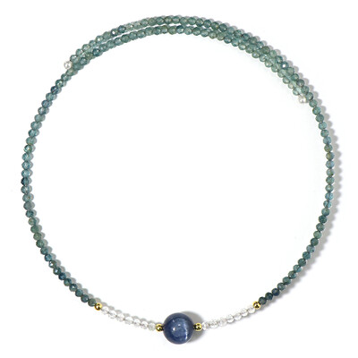 Collier ras du cou en acier et Kyanite du Népal (Riya)