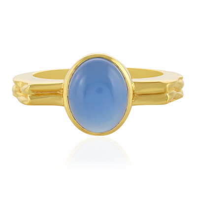 Bague en argent et Calcédoine bleue (MONOSONO COLLECTION)