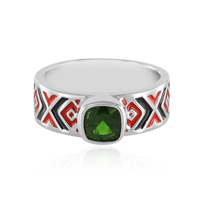 Bague en argent et Diopside de Russie