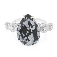 Bague en argent et Obsidienne Flocon-de-Neige