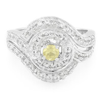 Bague en argent et Danburite jaune néon