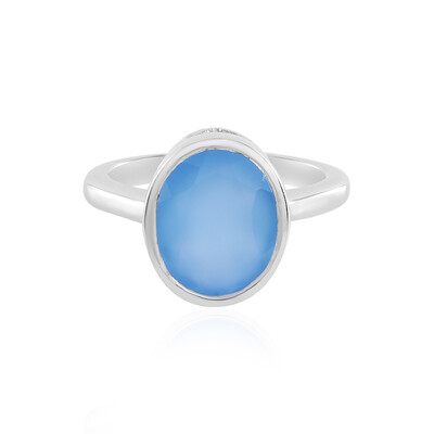 Bague en argent et Calcédoine bleue