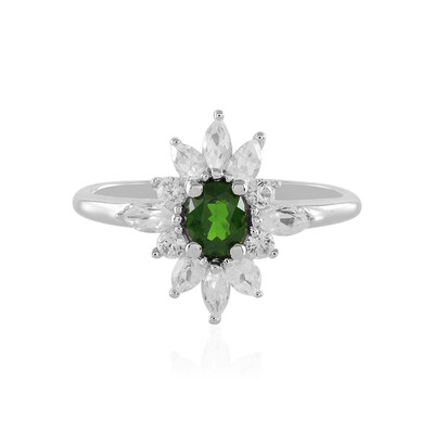 Bague en argent et Diopside de Russie