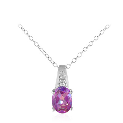 Collier en argent et Topaze mystique fuchsia