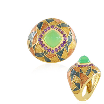 Bague en argent et Calcédoine verte