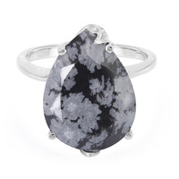 Bague en argent et Obsidienne Flocon-de-Neige