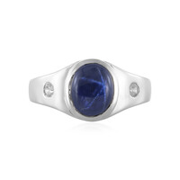 Bague en argent et Saphir étoilé bleu