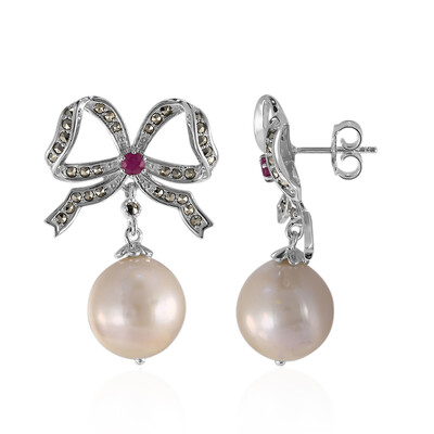 Boucles d'oreilles en argent et Perle de culture d'eau douce (Annette classic)