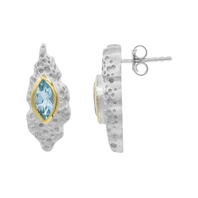 Boucles d'oreilles en argent et Topaze bleu Suisse (MONOSONO COLLECTION)