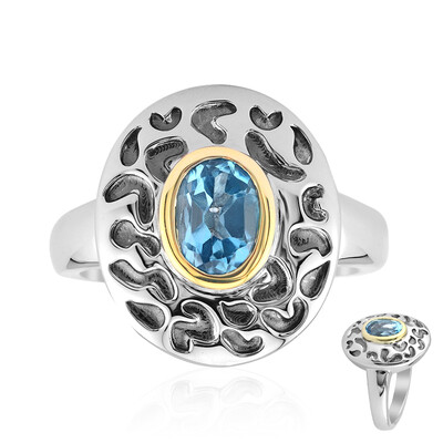 Bague en argent et Topaze bleu Suisse (Remy Rotenier)