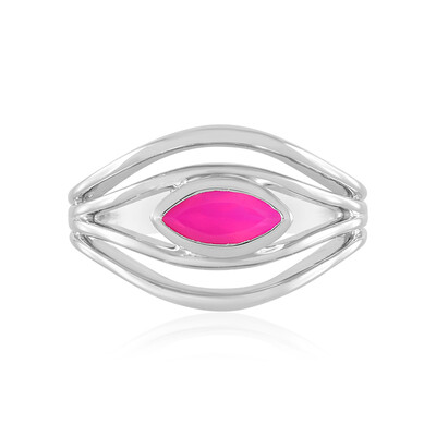 Bague en argent et Calcedoine framboise