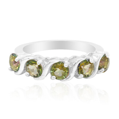 Bague en argent et Quartz mystique vert