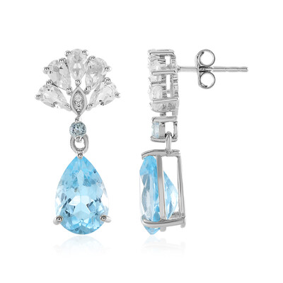 Boucles d'oreilles en argent et Topaze bleu ciel