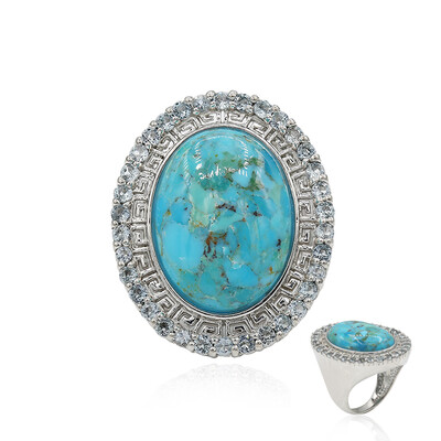 Bague en argent et Turquoise bleue de Mohavie (Art of Nature)